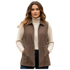 NWT Dennis Basso Brown Washable Leather Vest Size Medium.